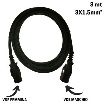 Prolunga Elettrica VDE maschio VDE femmina 3 mt Dap Audio 90446 3x1.5mm2