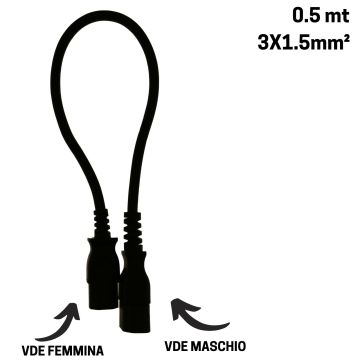 Prolunga Elettrica VDE maschio VDE femmina 0,5 mt SHOWTEC 90468 3x1.5mm2