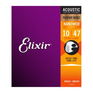 Elixir16002 Nanoweb phosphor bronze Corde Acustica extra light 10-47