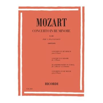 W.A.Mozart Concerto in Re minore k.466 per 2 Pianoforti ed. Ricordi 